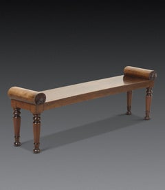 Long Regency Mahogany Hall Bench