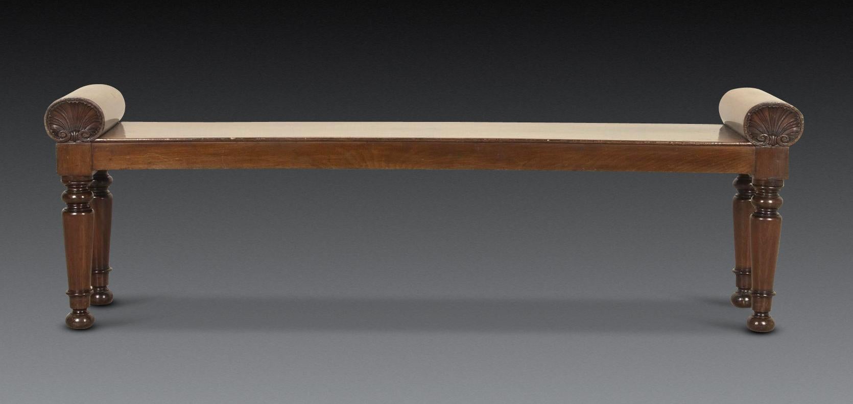 Anglais Long Regency Mahogany Hall Bench en vente