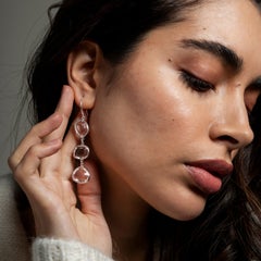 Long Rock Crystal Pebble Drop Earrings In Sterling Silver