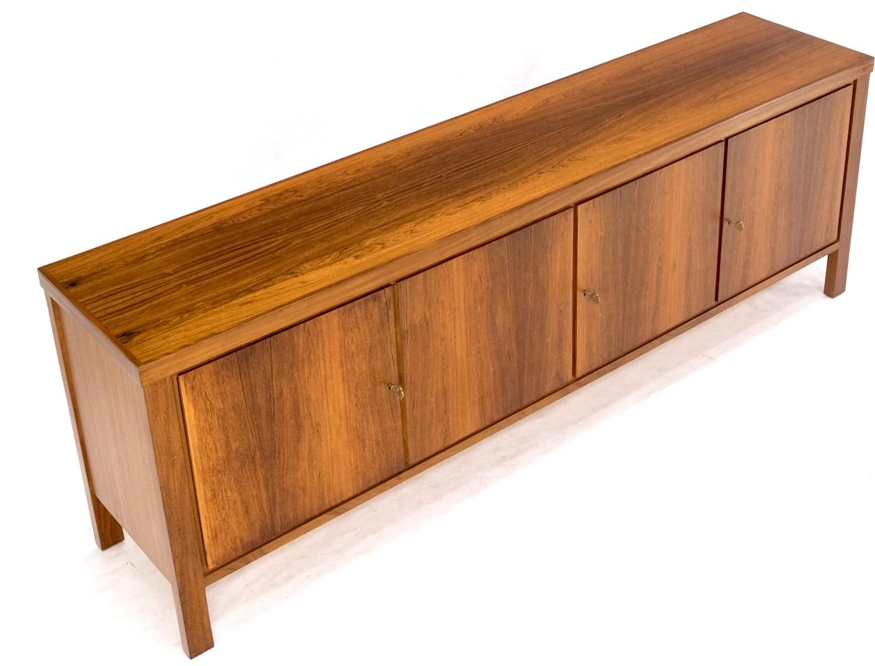 American Long Rosewood Danish Mid-Century Modern 4 Doors Drawers Credenza Finished Back For Sale
