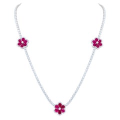 Long Ruby and Diamond Necklace
