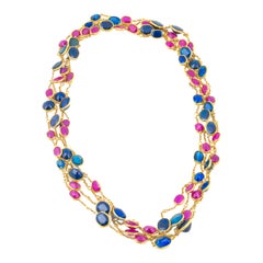 Long Ruby, Sapphire & Diamond By the Yard Necklace