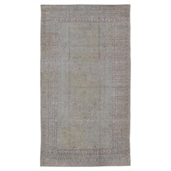 Long Rug Vintage Distressed Amritsar in Sage Green and Cognac Brown