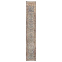 Long Runner Antique Persian Malayer with Floral Design in Blue and Multi-Colors Long Runner Antique Persian Malayer with Floral Design in Blue and Multi-Colors