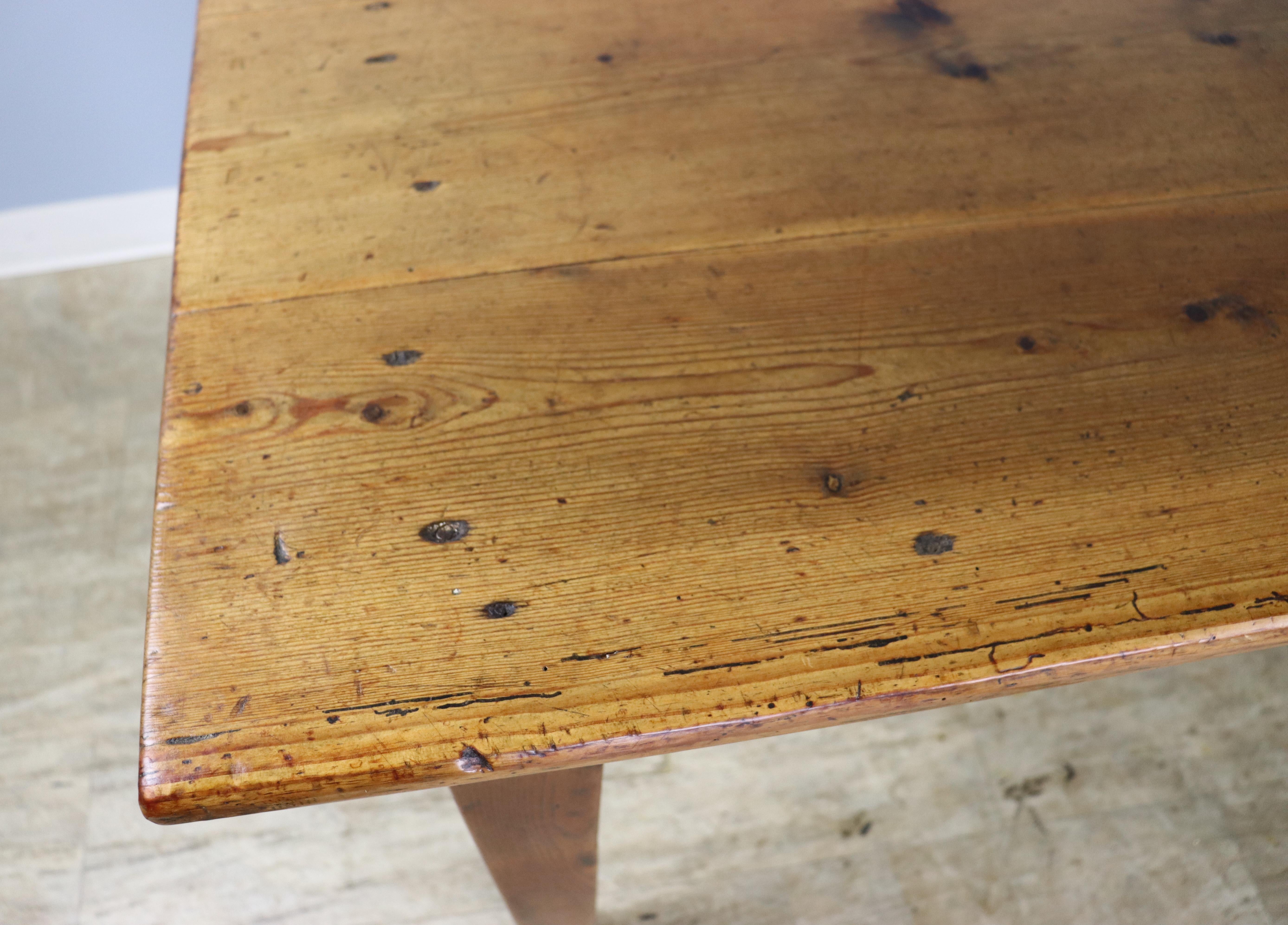 Long Rustic Antique Pine Farm Table For Sale 5