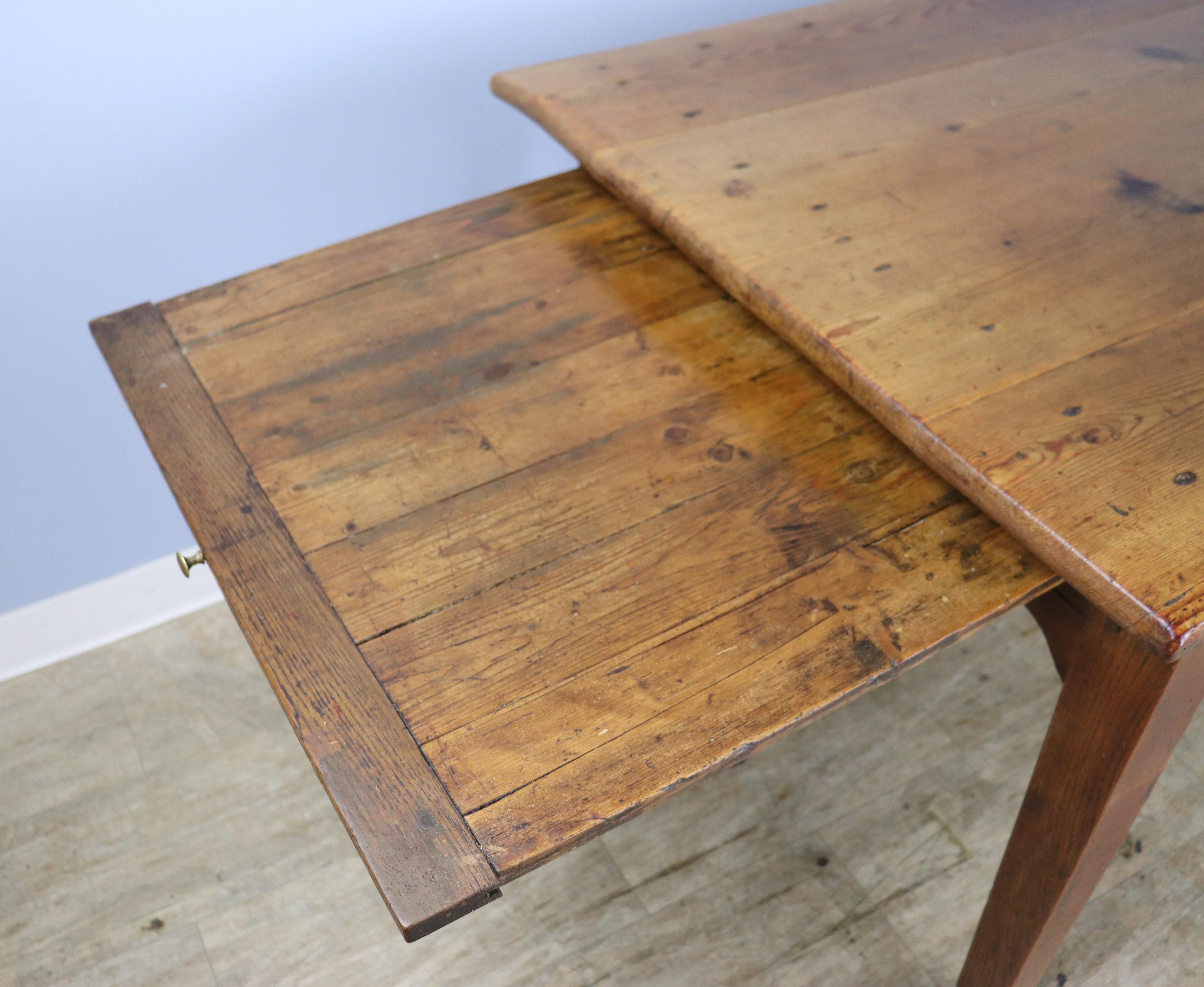 19th Century Long Rustic Antique Pine Farm Table For Sale