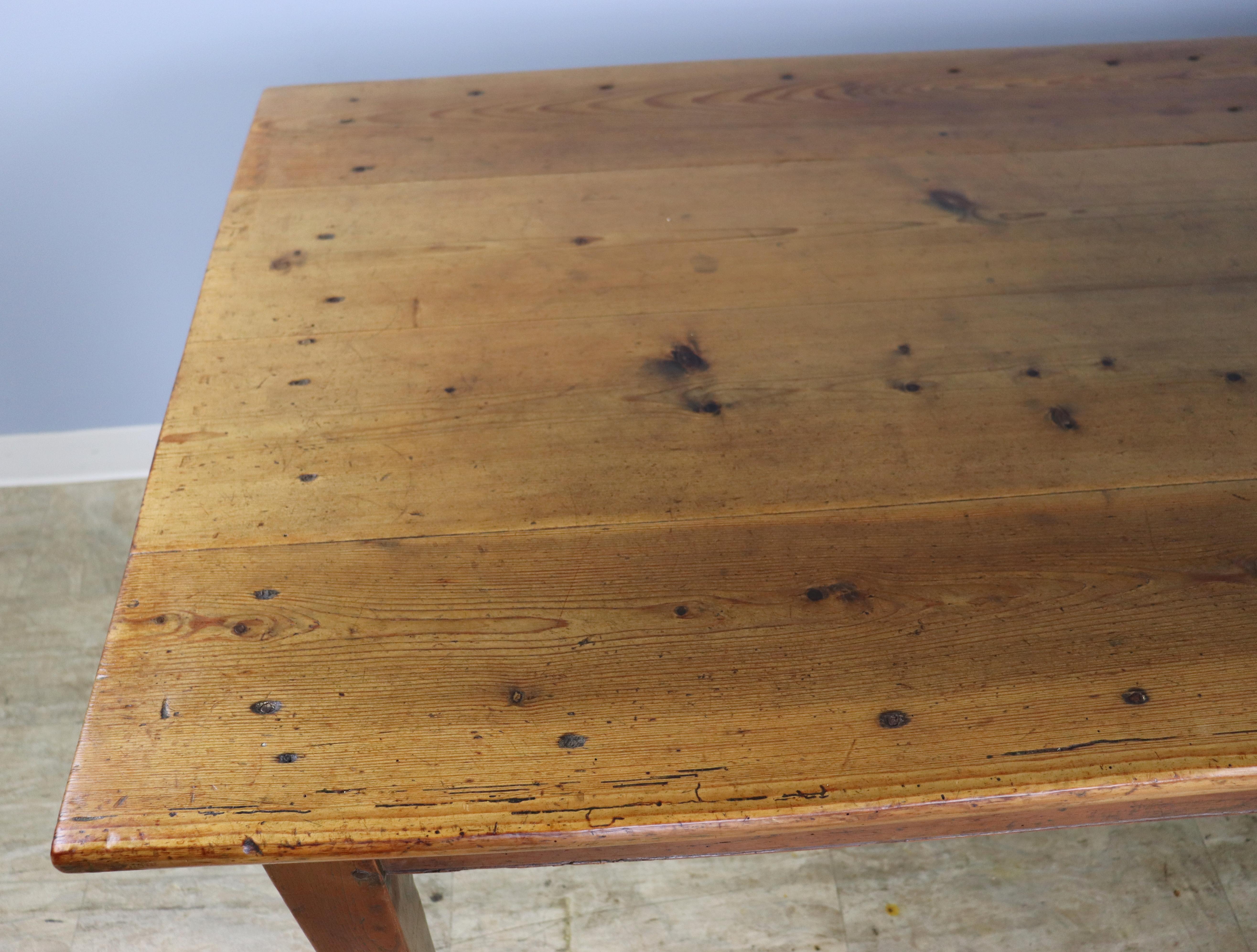 Long Rustic Antique Pine Farm Table For Sale 2
