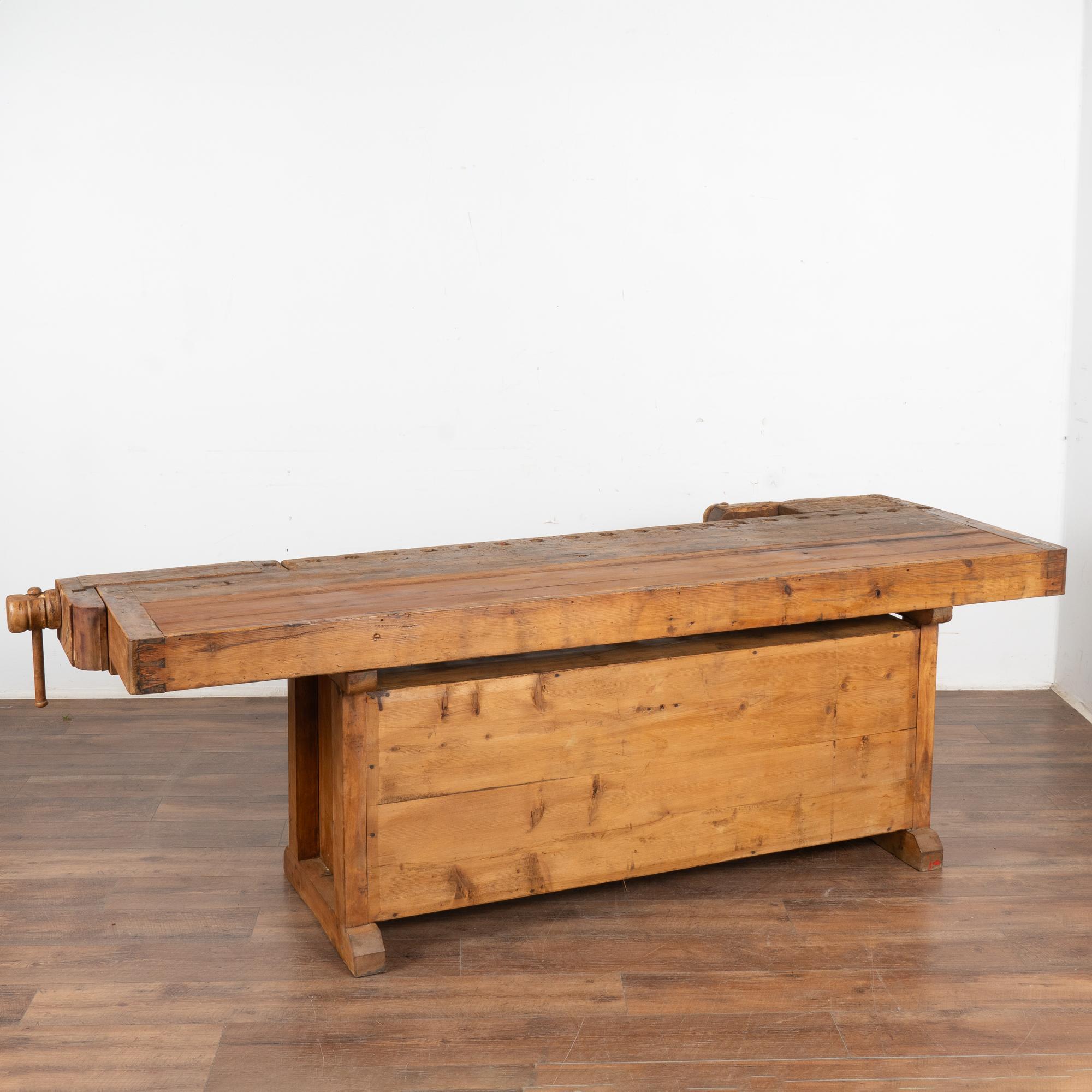 Long Rustic Carpenter's Workbench Console with Five Drawers, Denmark circa 1890 7
