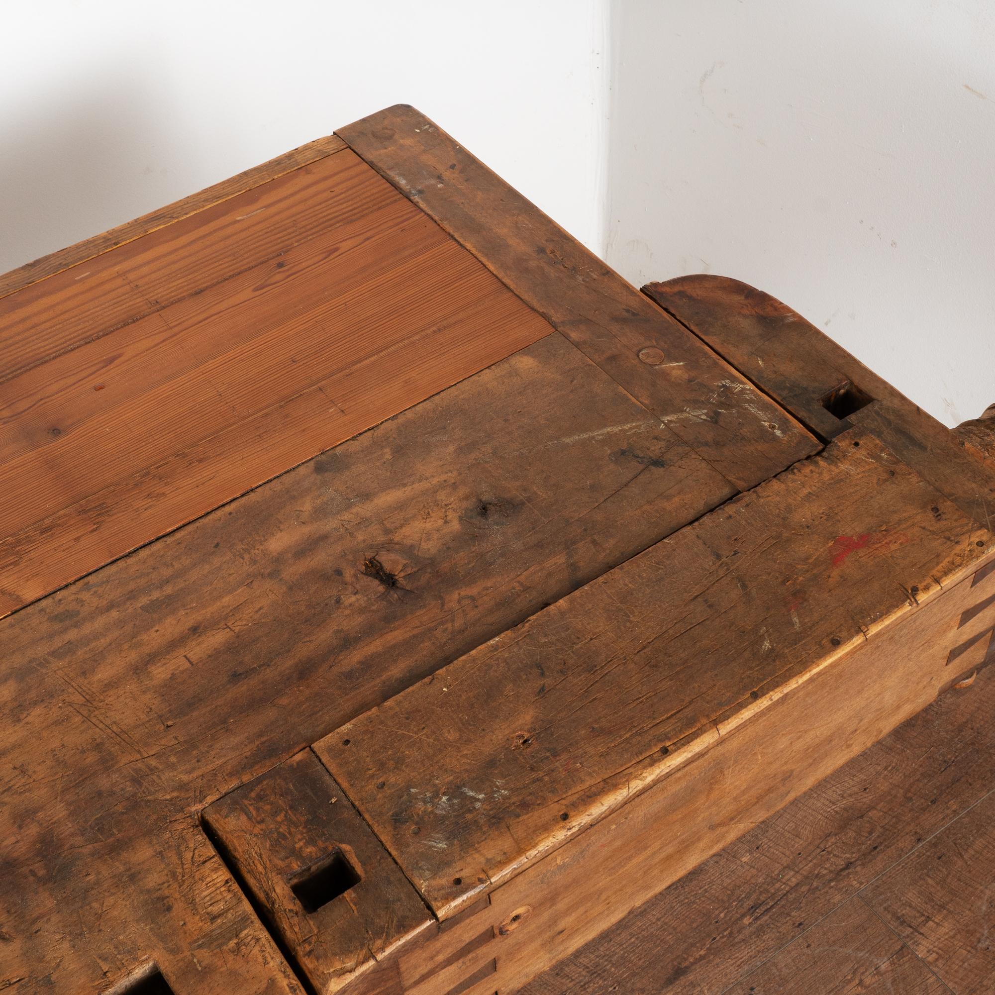 Long Rustic Carpenter's Workbench Console with Five Drawers, Denmark circa 1890 1