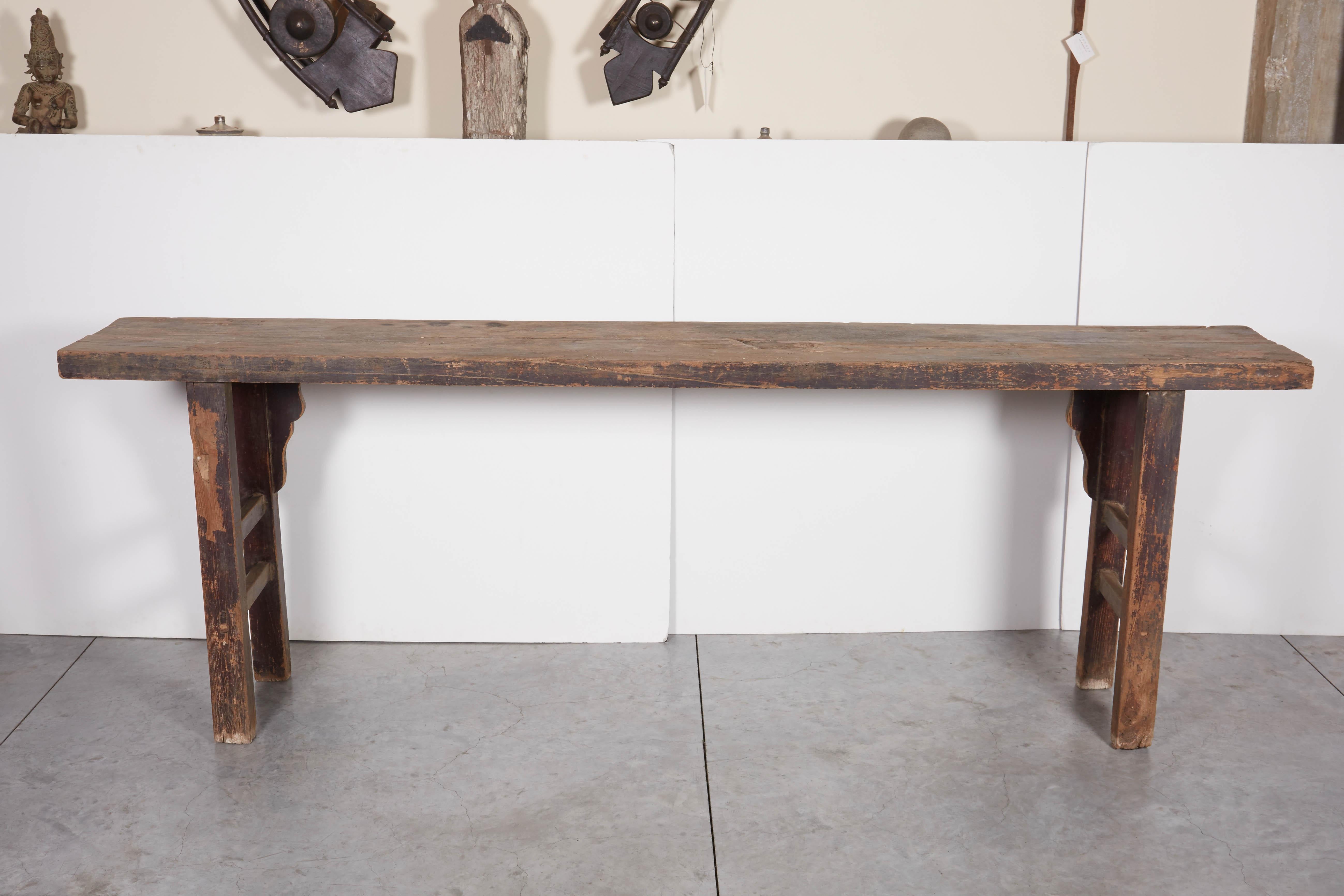 Long Rustic Console with Great Patina 6