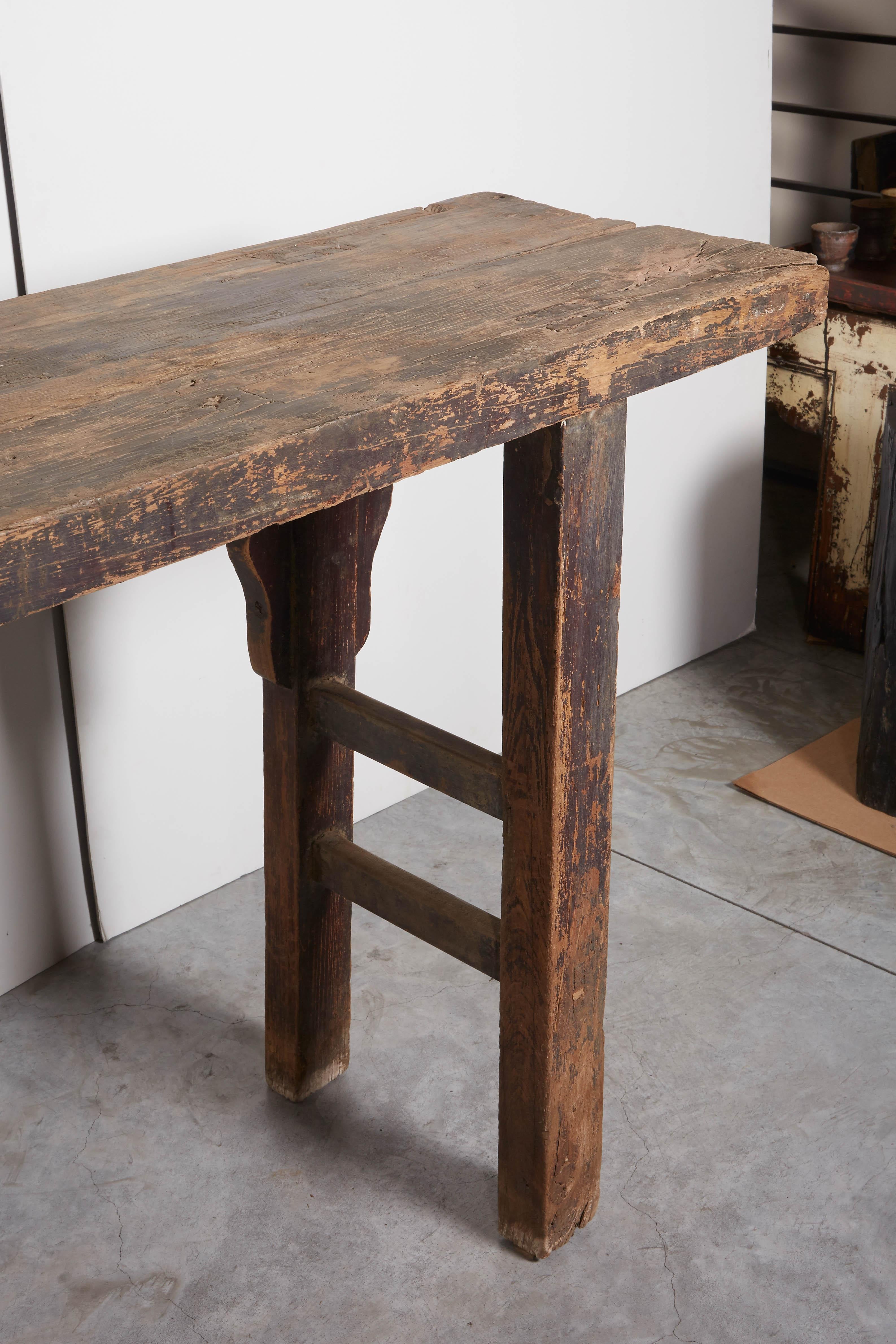 Long Rustic Console with Great Patina 9