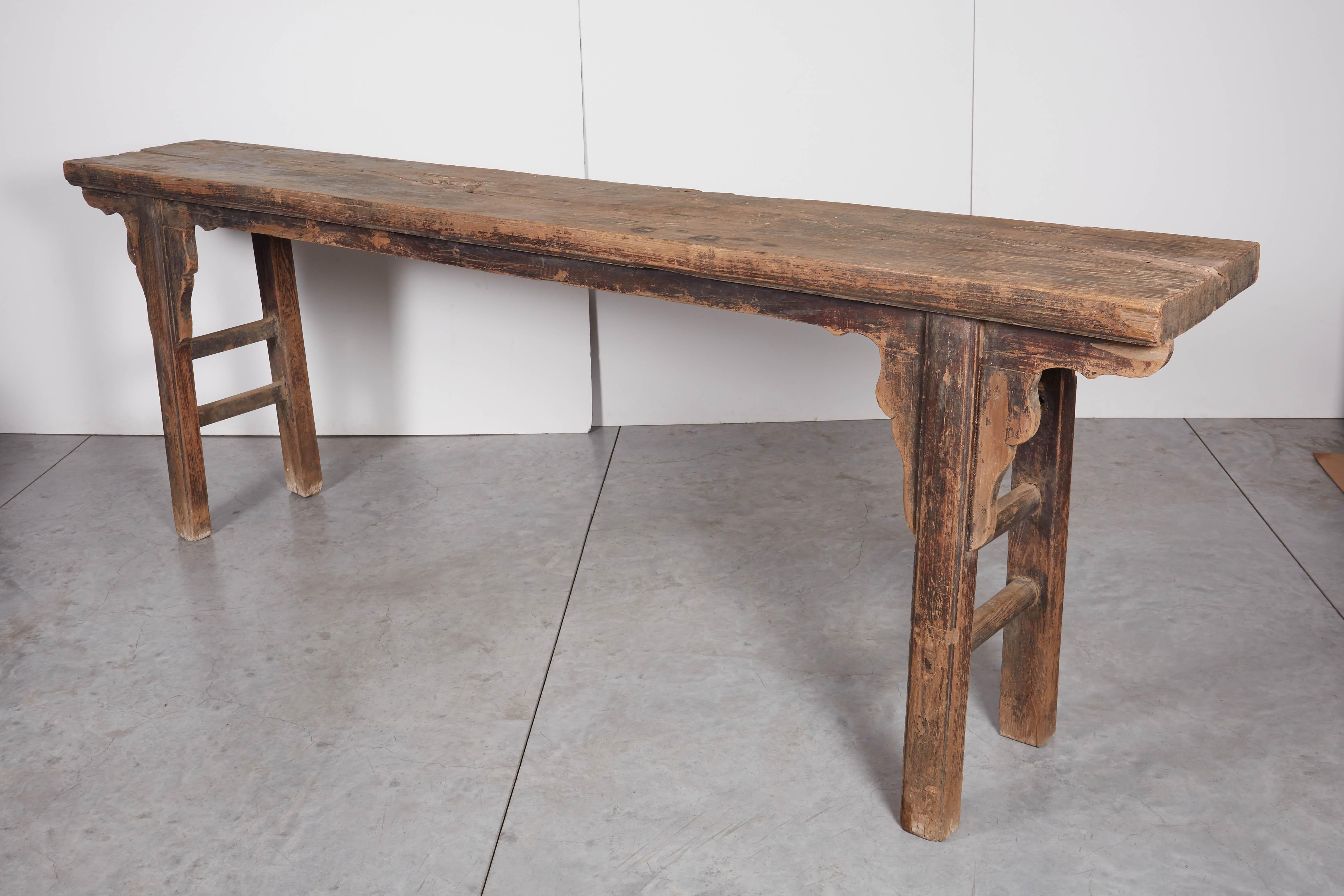 Long Rustic Console with Great Patina 3