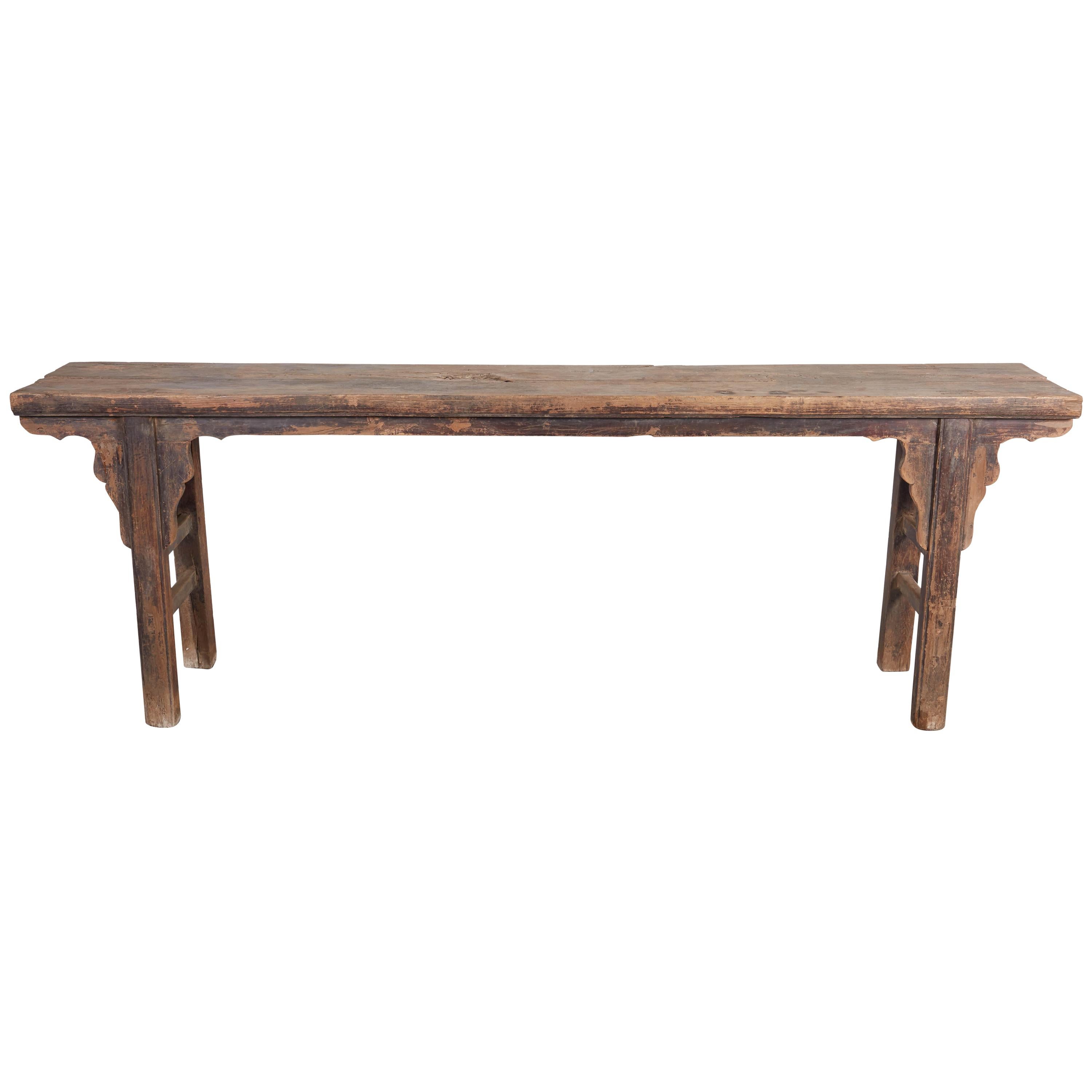 Long Rustic Console with Great Patina
