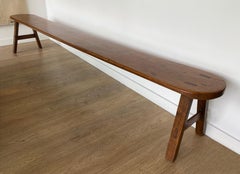Long Rustic Farmhouse Bench, France 1920