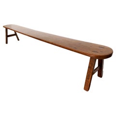 Long Rustic Farmhouse Bench, France 1920