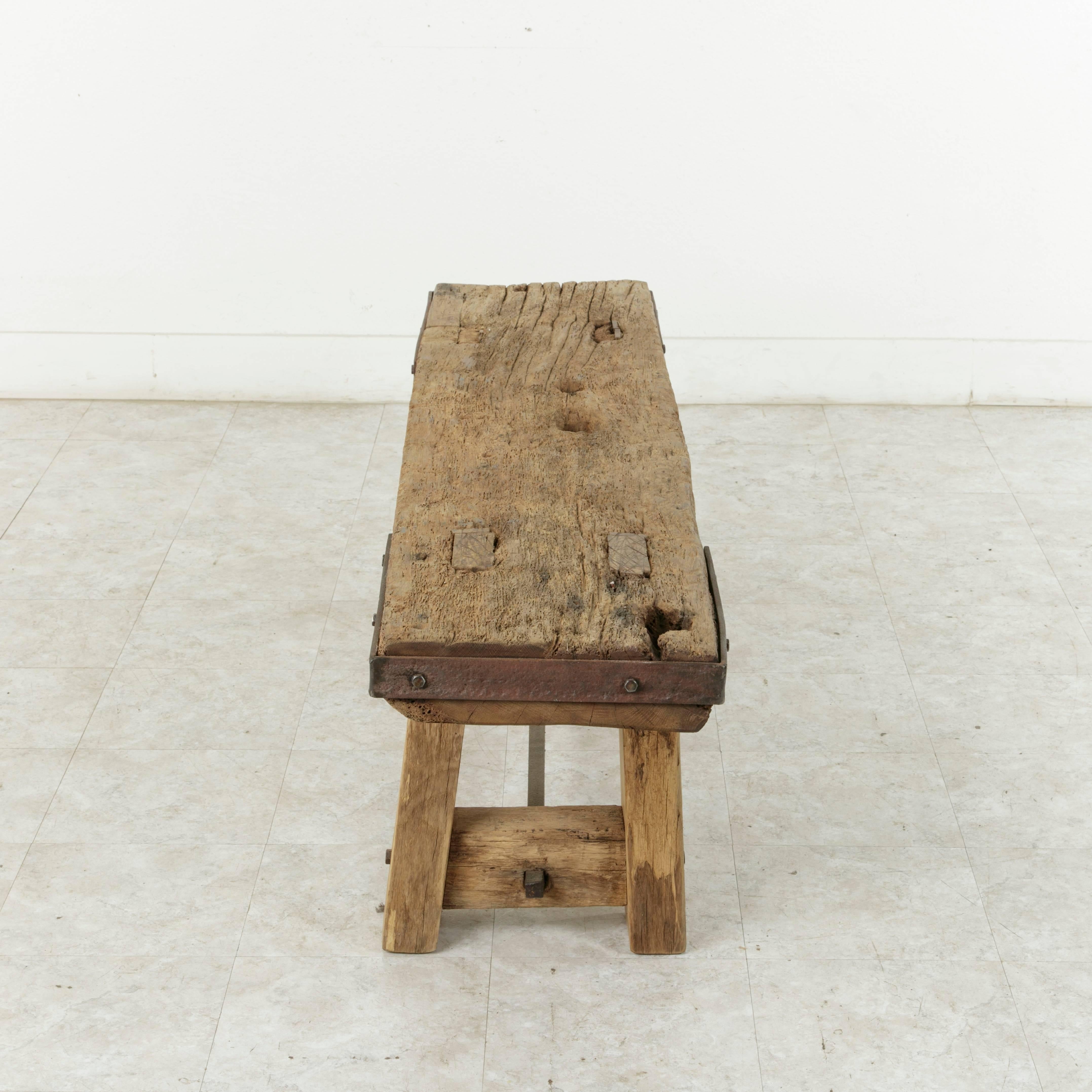 rustic oak bench seat