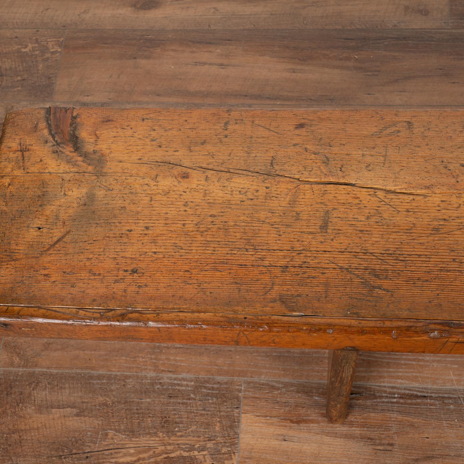 Wood Long Rustic Narrow Bench from Denmark, circa 1880