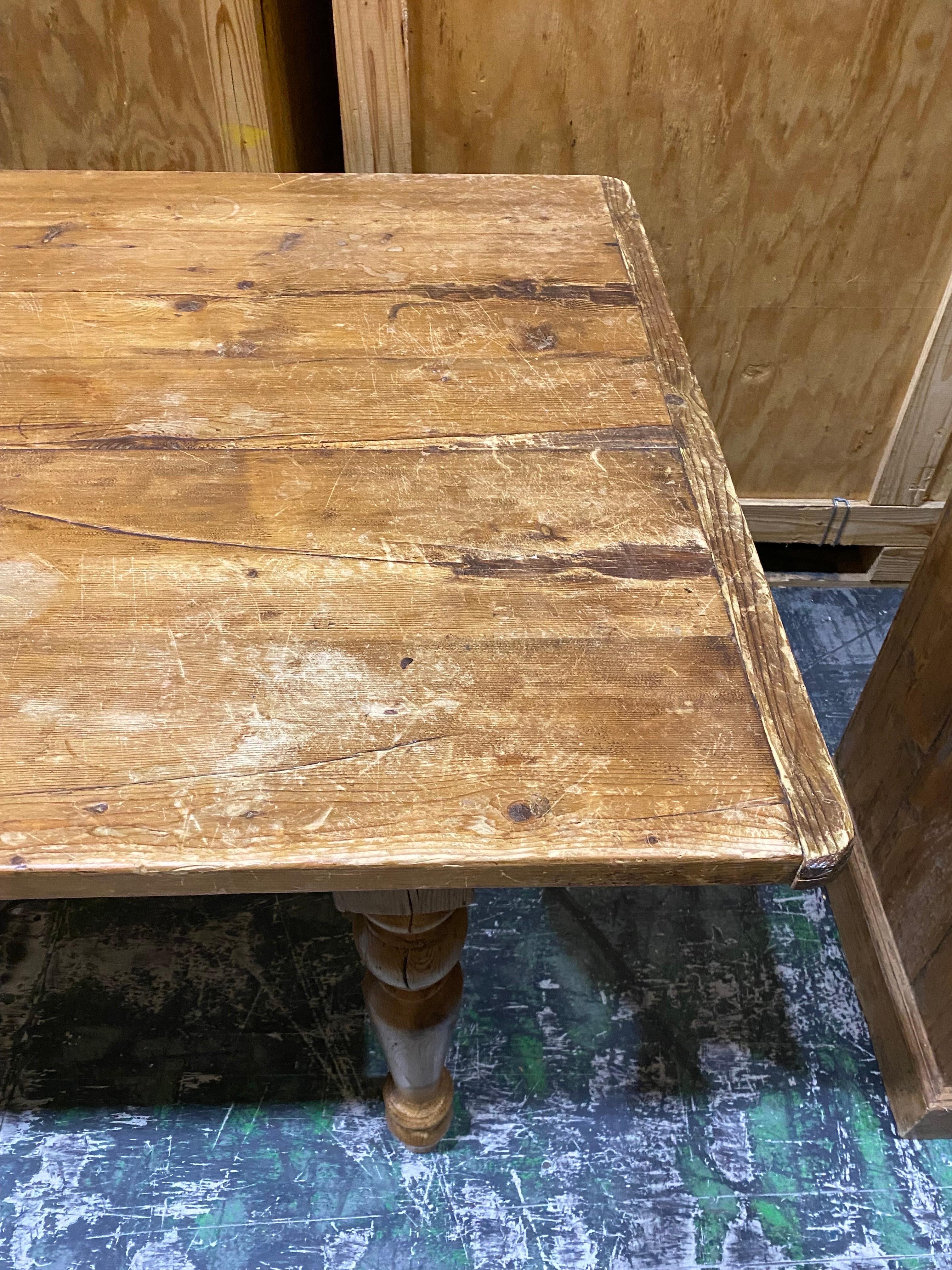 Long Rustic Pine Dining Table For Sale 6