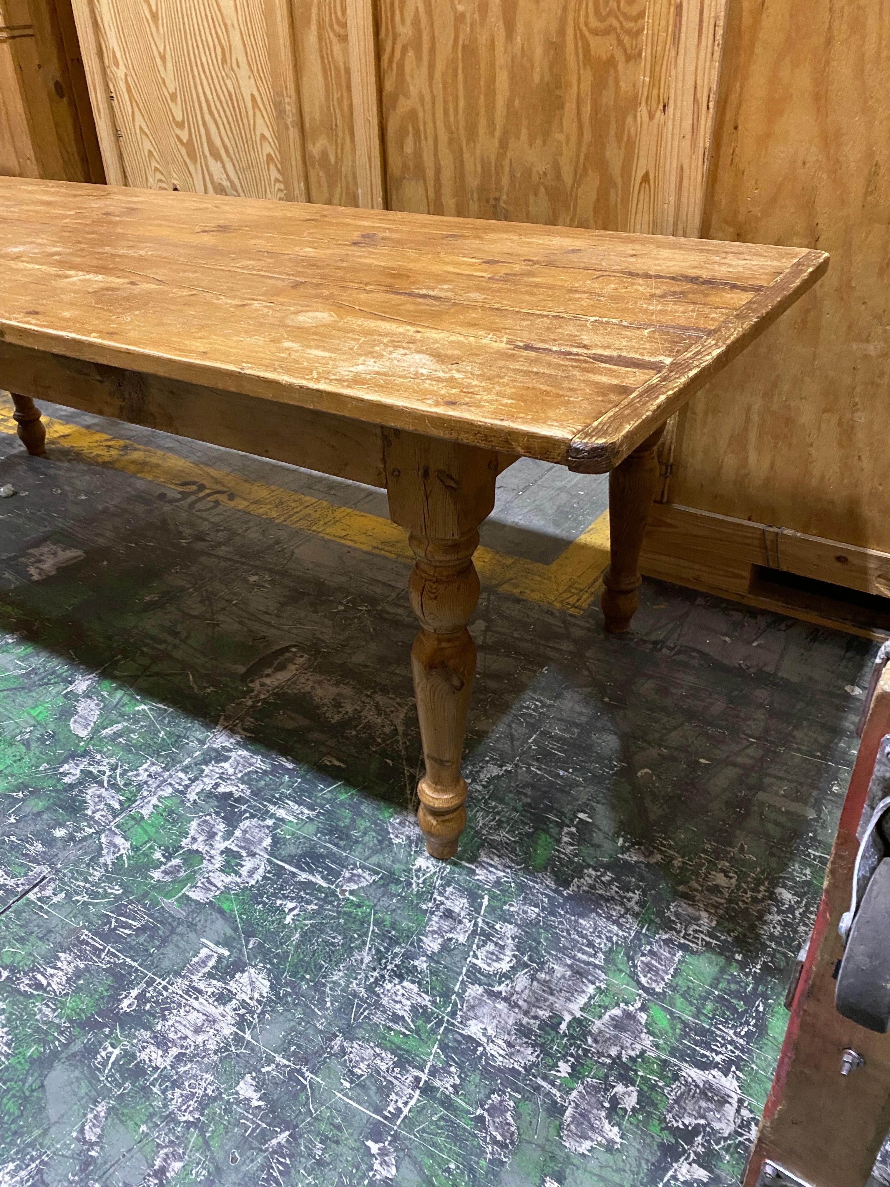 Long Rustic Pine Dining Table For Sale 7