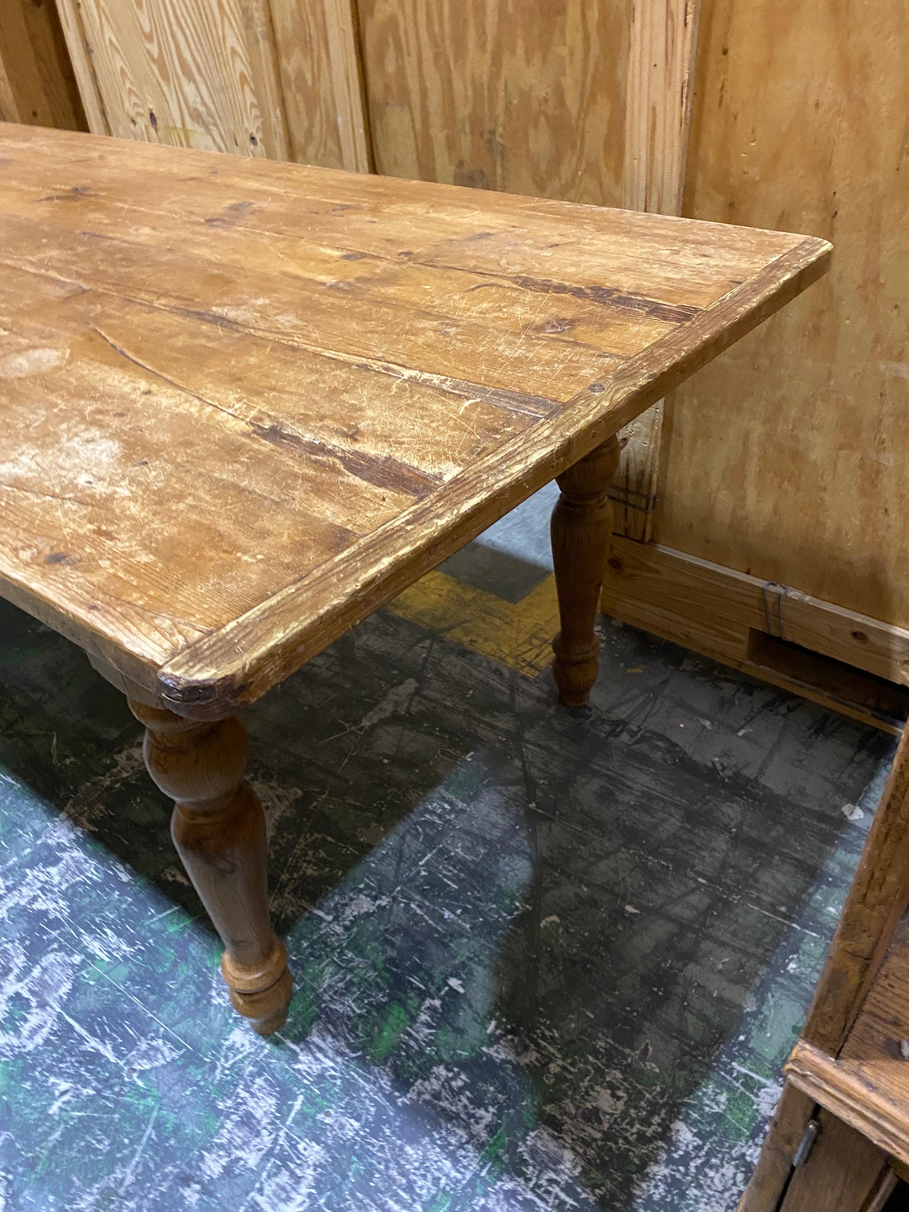 Long Rustic Pine Dining Table For Sale 9