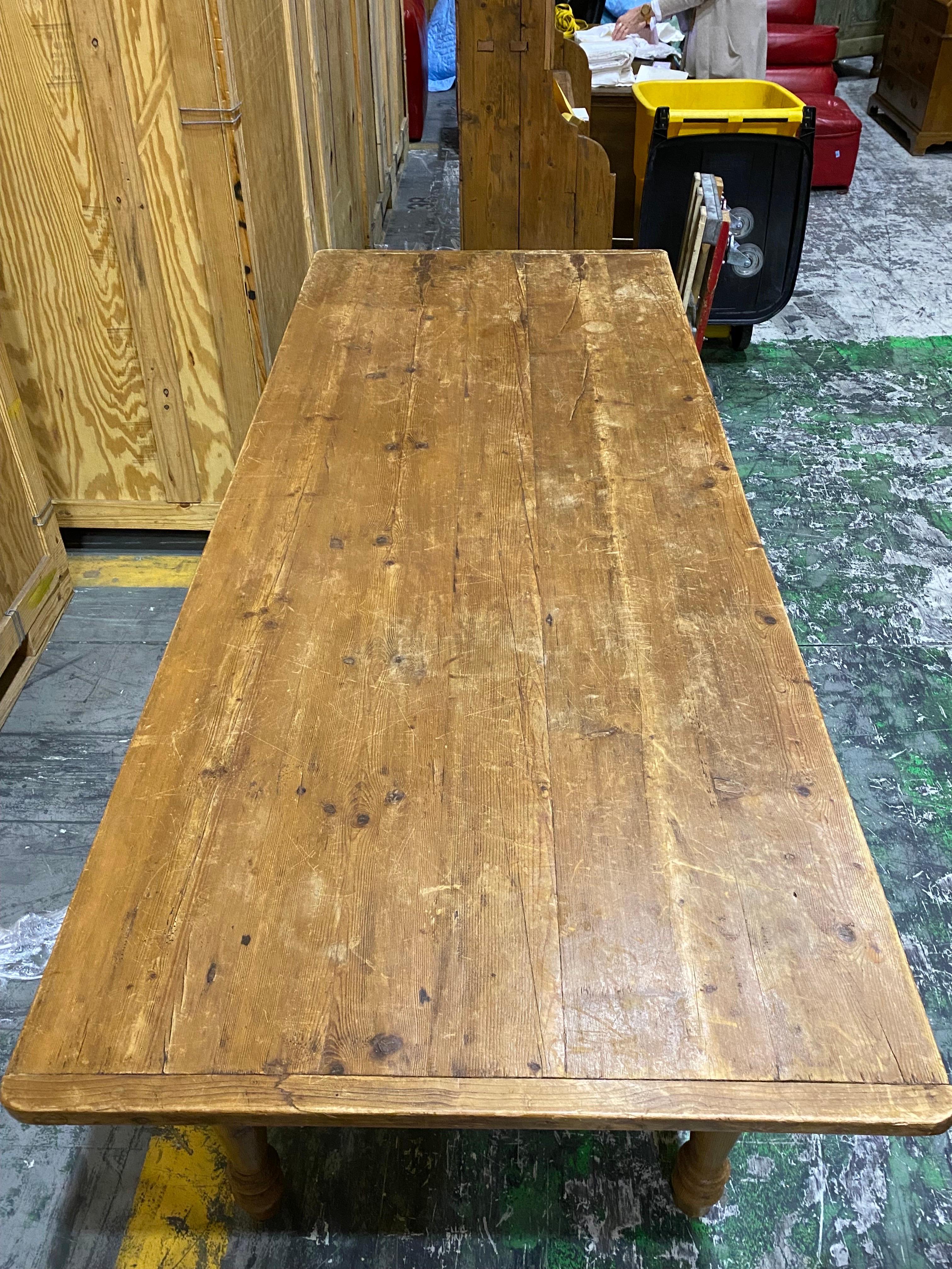 Long Rustic Pine Dining Table For Sale 2