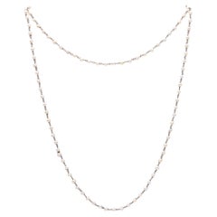 LONG SAUTOIR Vintage Necklace In Platinum with Graduated White Pearls