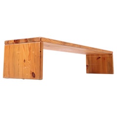 Lange skandinavische Bank aus massivem Kiefernholz von Sven Larsson, 1970er Jahre