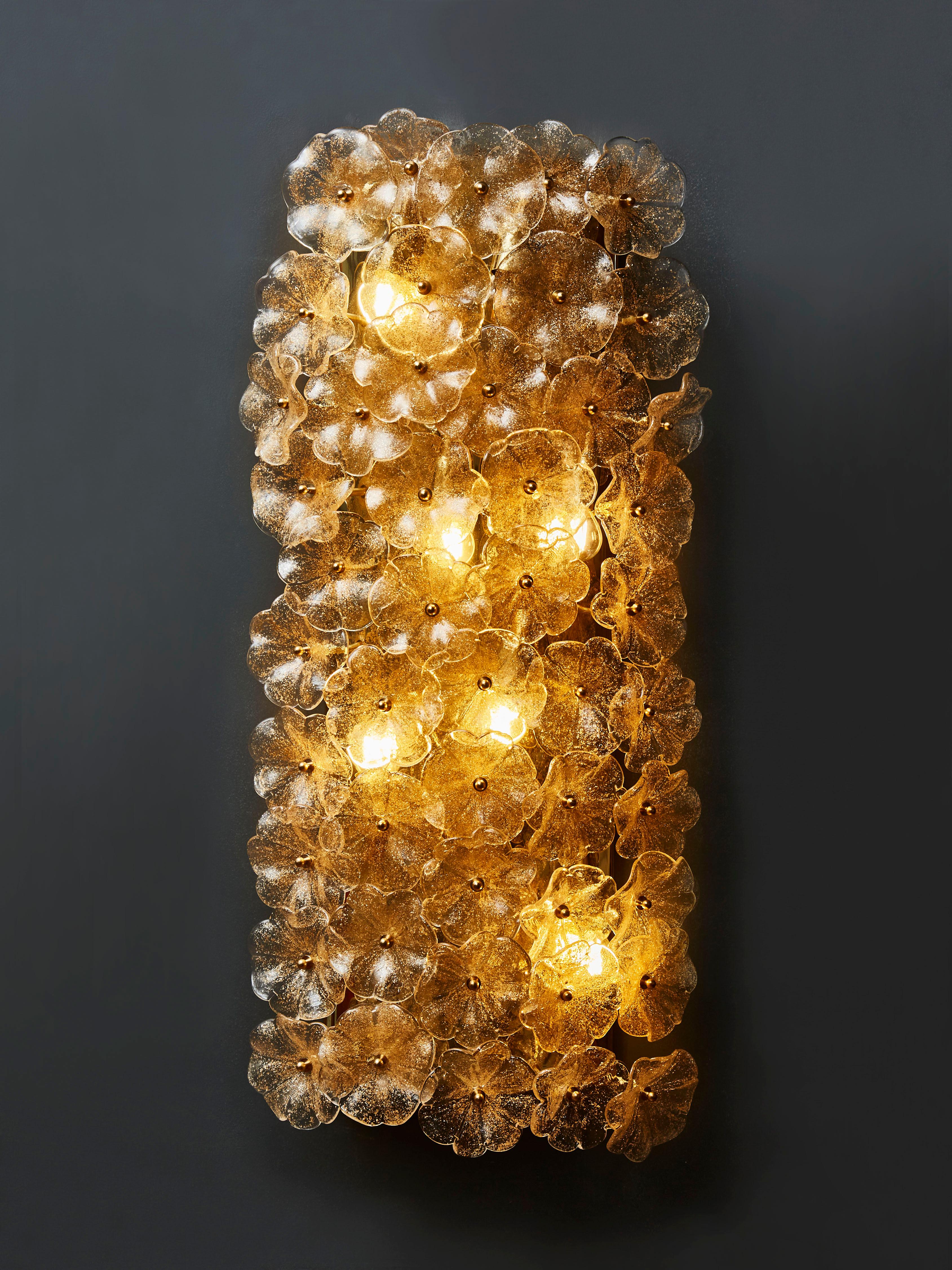 Mid-Century Modern Long Sconces in Murano Glass by Studio Glustin For Sale