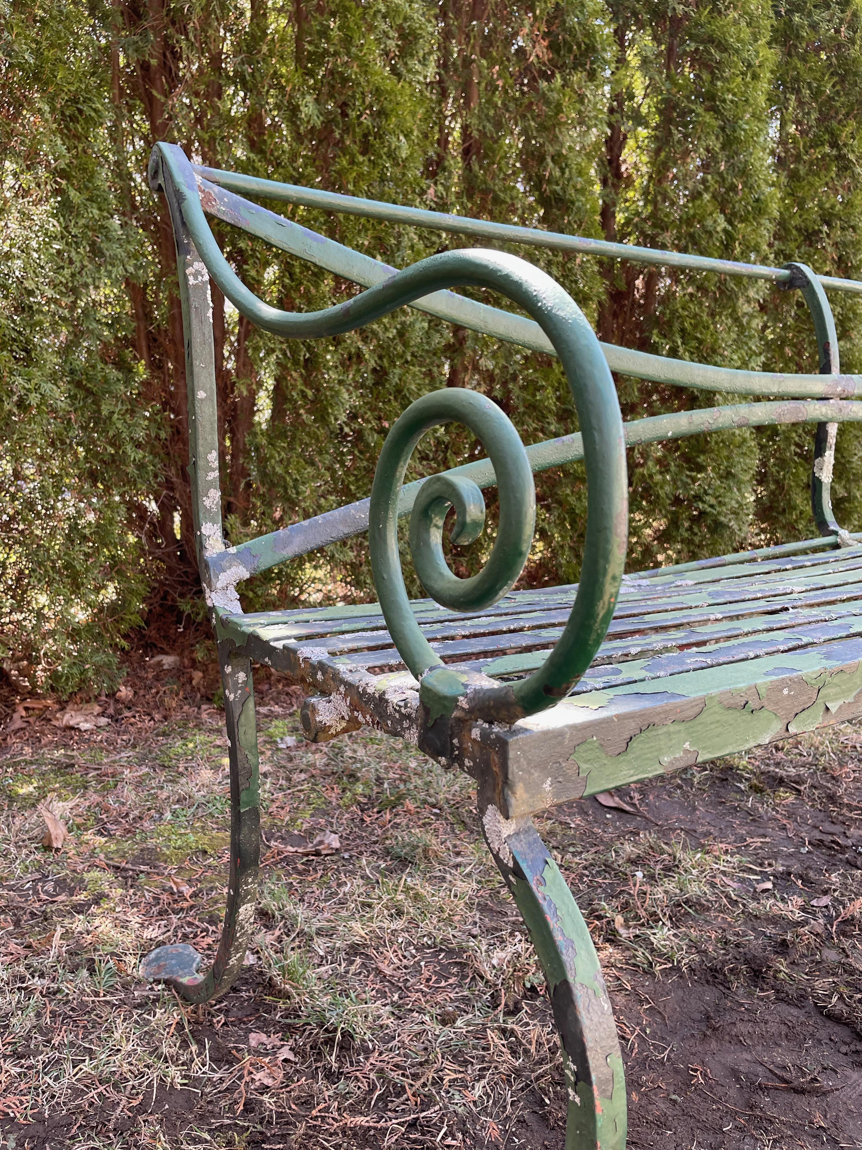 Hand-Crafted Long Scottish Regency Wrought Iron Bench, CA 1820