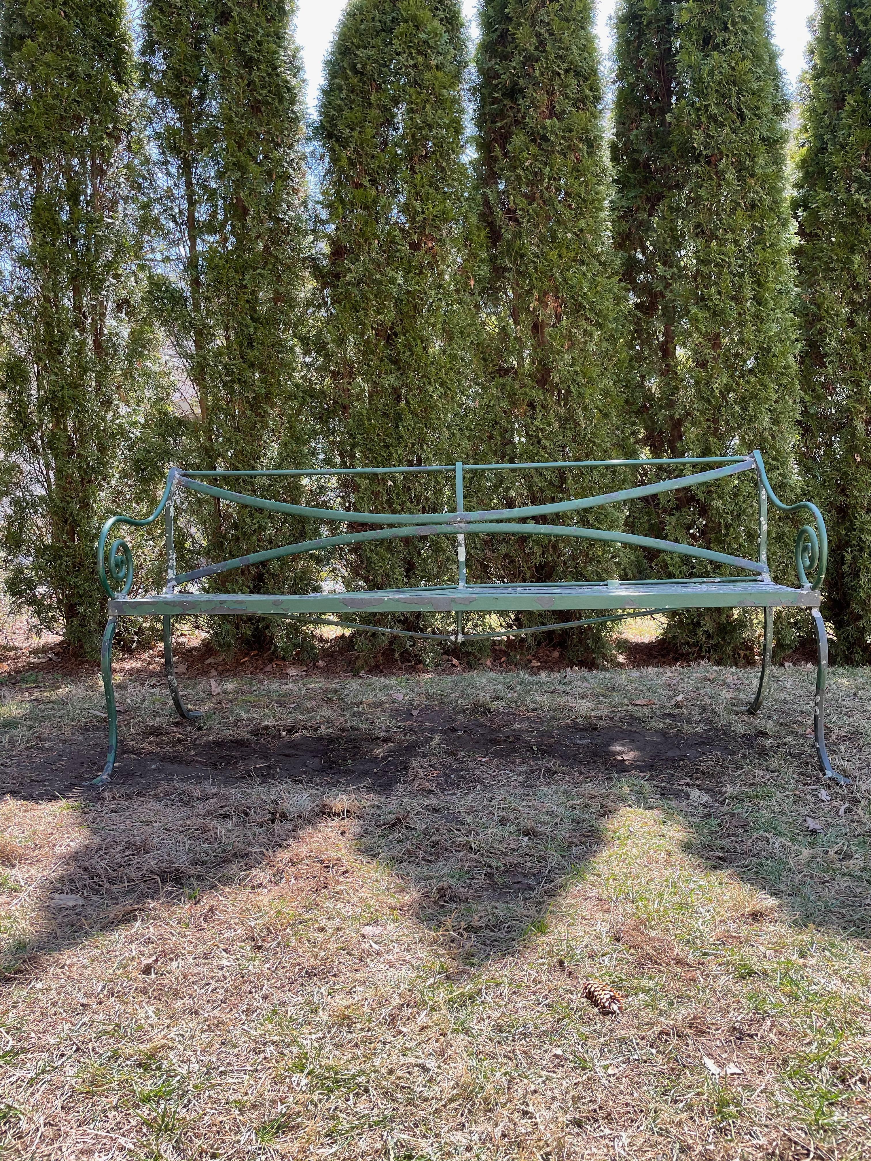 Long Scottish Regency Wrought Iron Bench, CA 1820 1