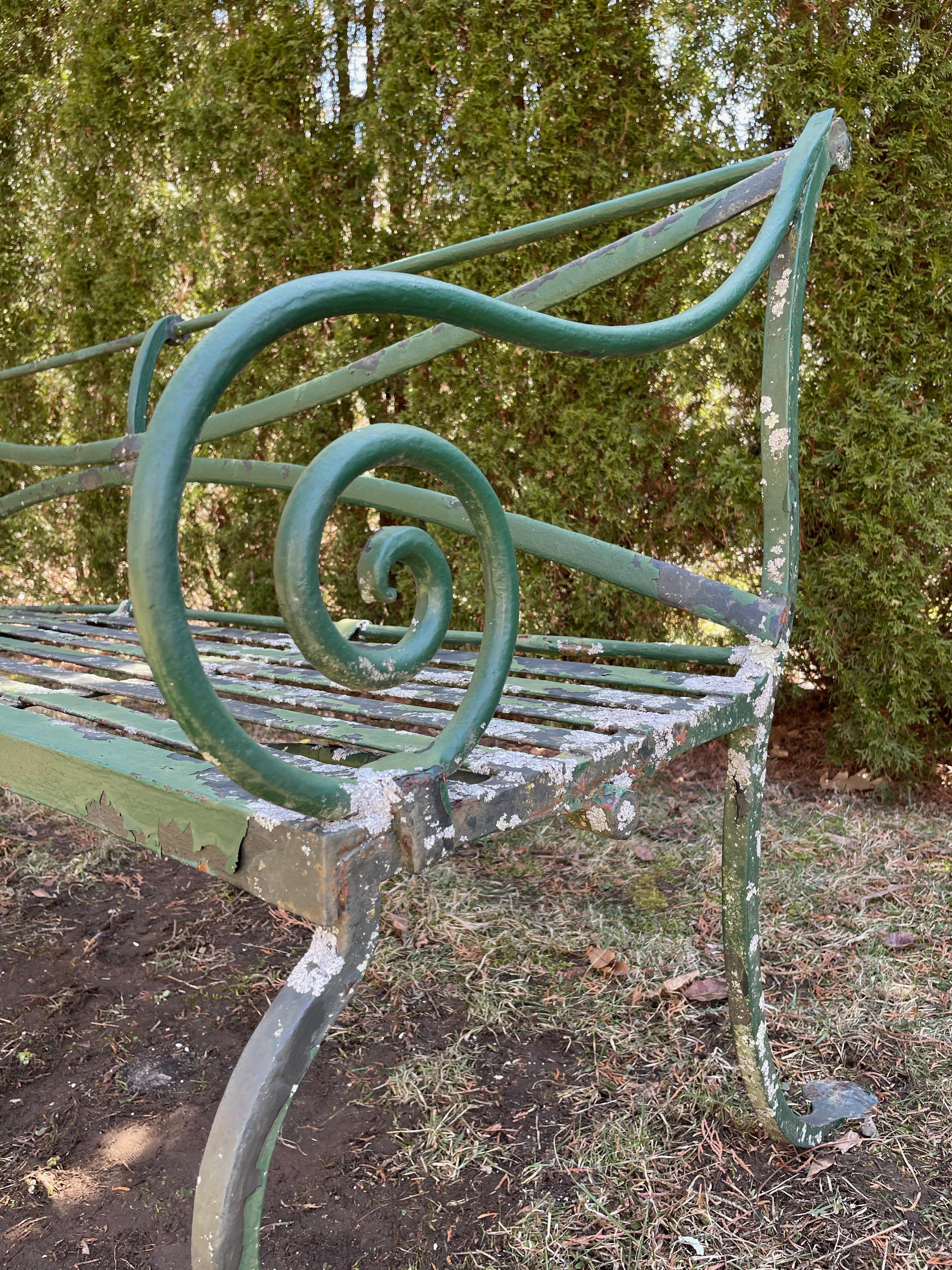 Long Scottish Regency Wrought Iron Bench, CA 1820 2