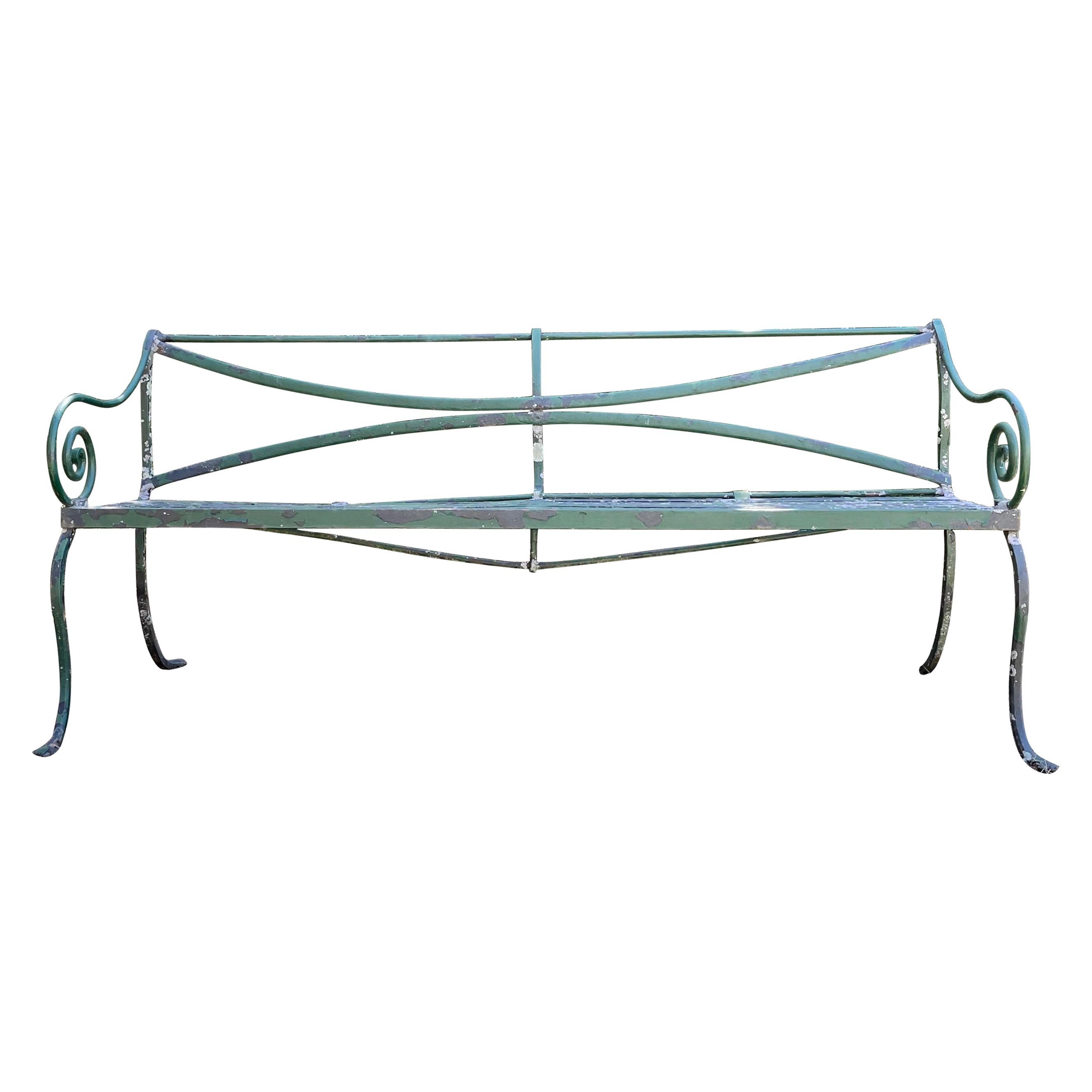 Long Scottish Regency Wrought Iron Bench, CA 1820