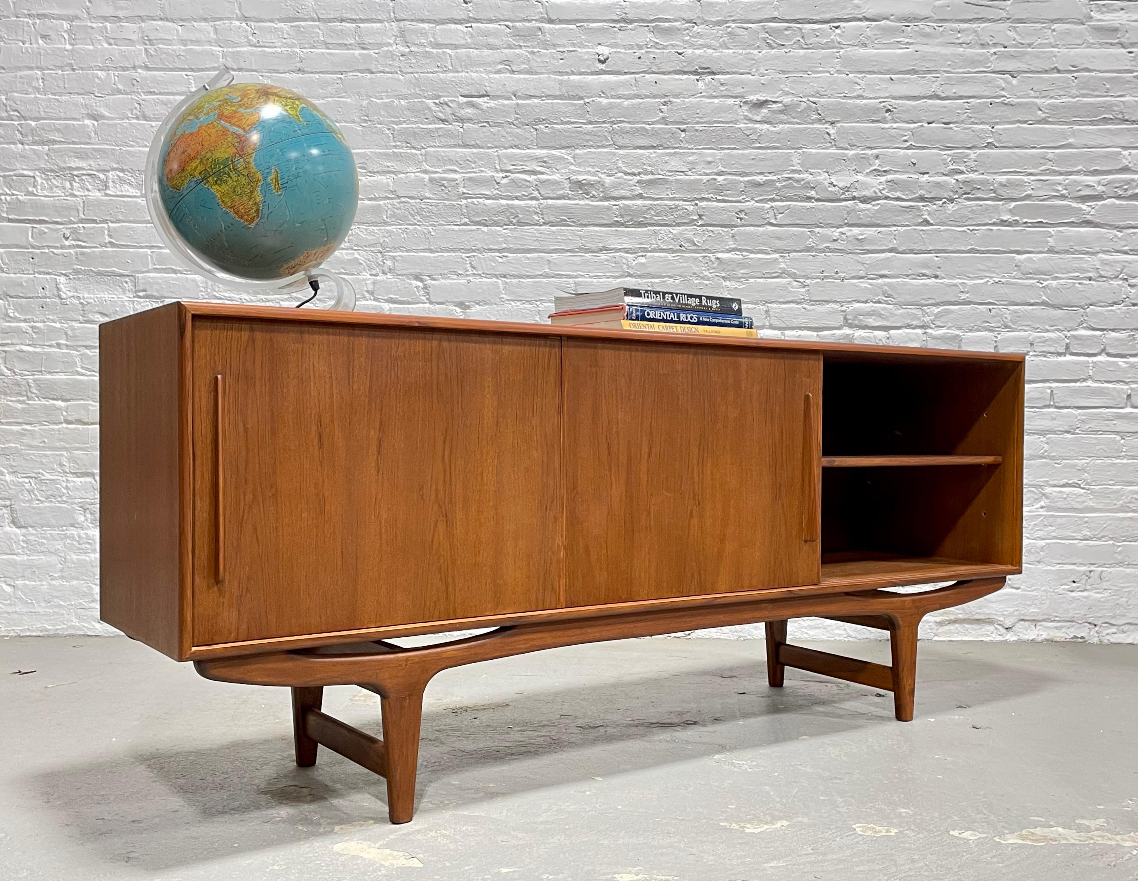 Long SCULPTED Mid Century MODERN styled Danish CREDENZA / Sideboard For Sale 9