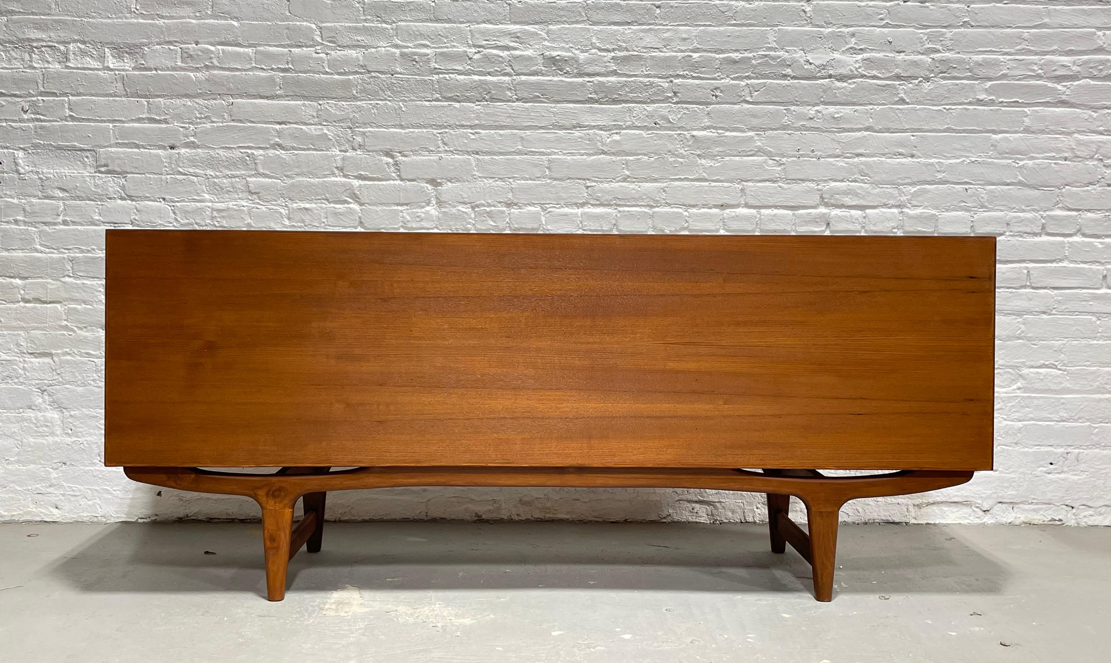 Long SCULPTED Mid Century MODERN styled Danish CREDENZA / Sideboard For Sale 11