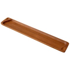 Long Sculpted Teak Tray, Sweden, 1960s
