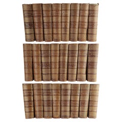 Long Set of Large Antique Leather Bindings for Decoration