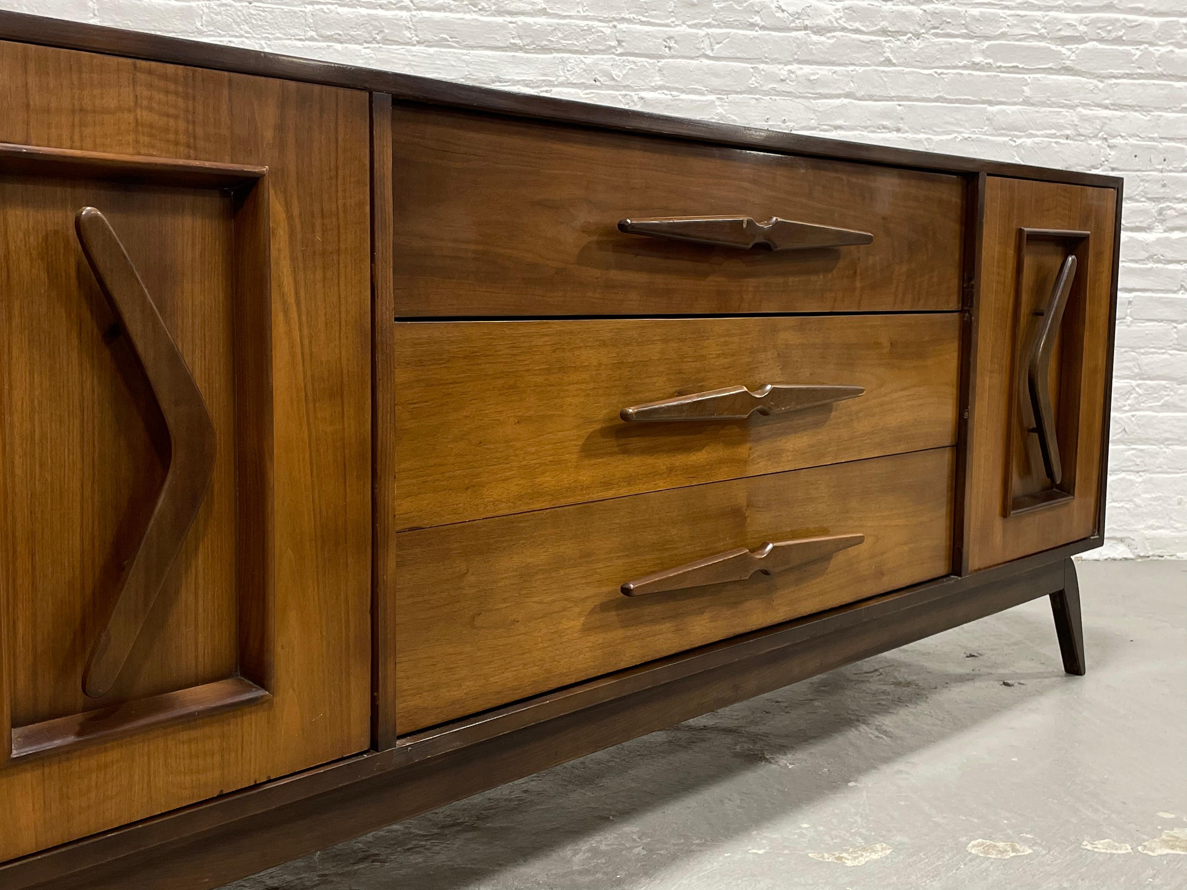 Long + Sexy Mid-Century Modern Sculpted Dresser / Sideboard, circa 1960s For Sale 5