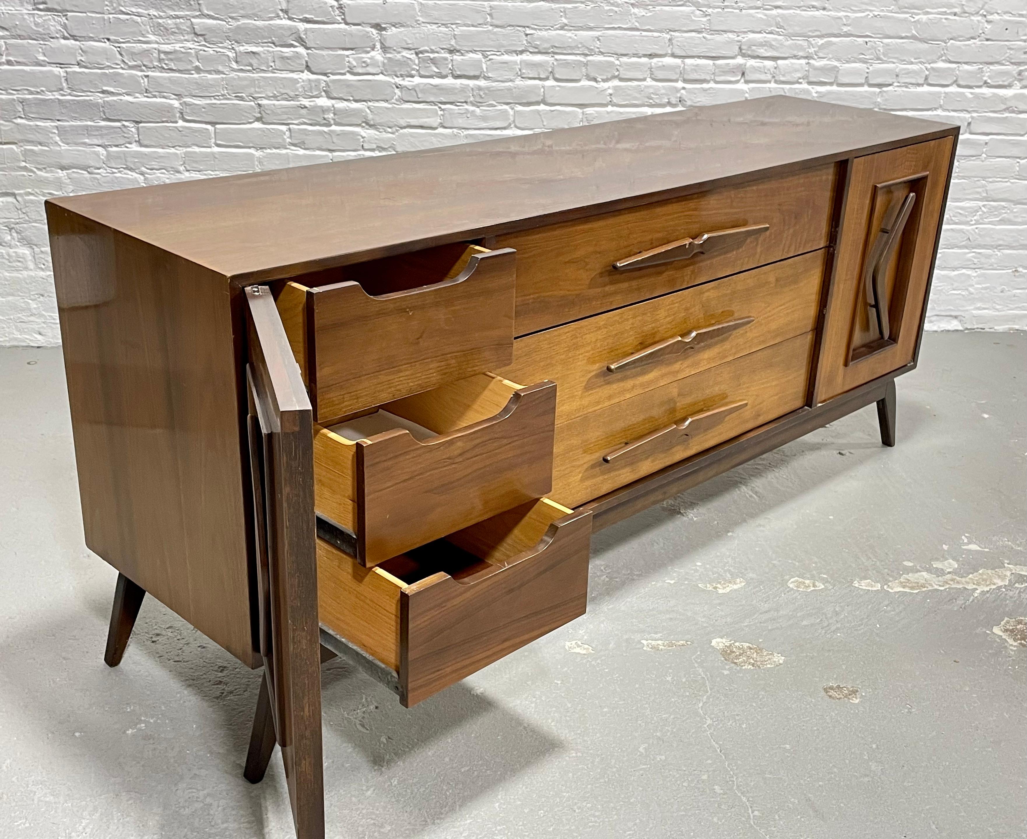 Long + Sexy Mid-Century Modern Sculpted Dresser / Sideboard, circa 1960s For Sale 7