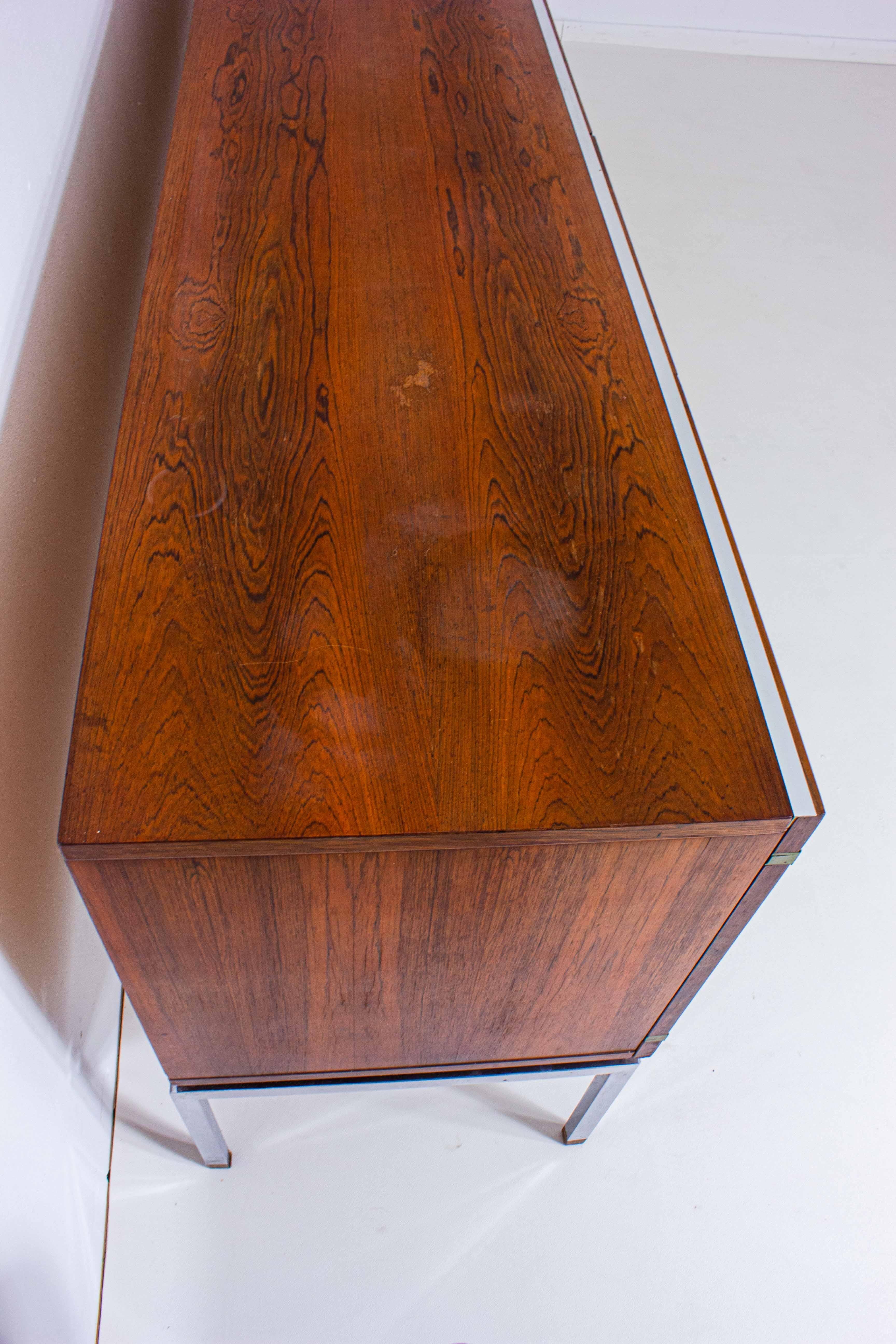 Long Sideboard in Rosewood and Chrome, Belgium 1960s 5