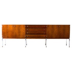 Long Sideboard in Rosewood and Chrome, Belgium 1960s