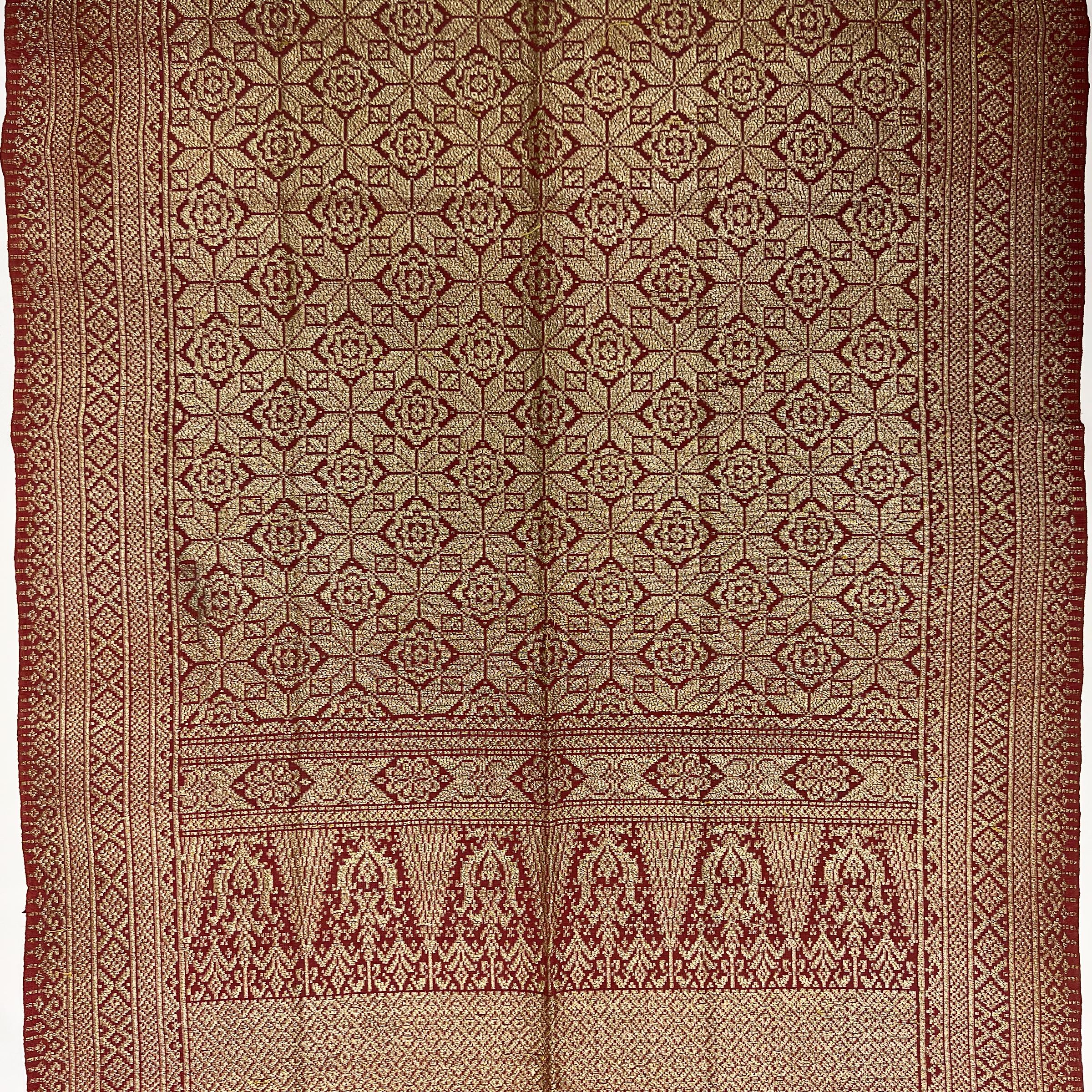 Indian Long Silk and Metal Thread Textile, India, 19th Century For Sale