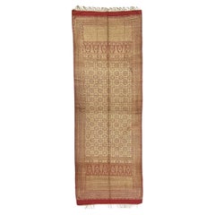 Antique Long Silk and Metal Thread Textile, India, 19th Century