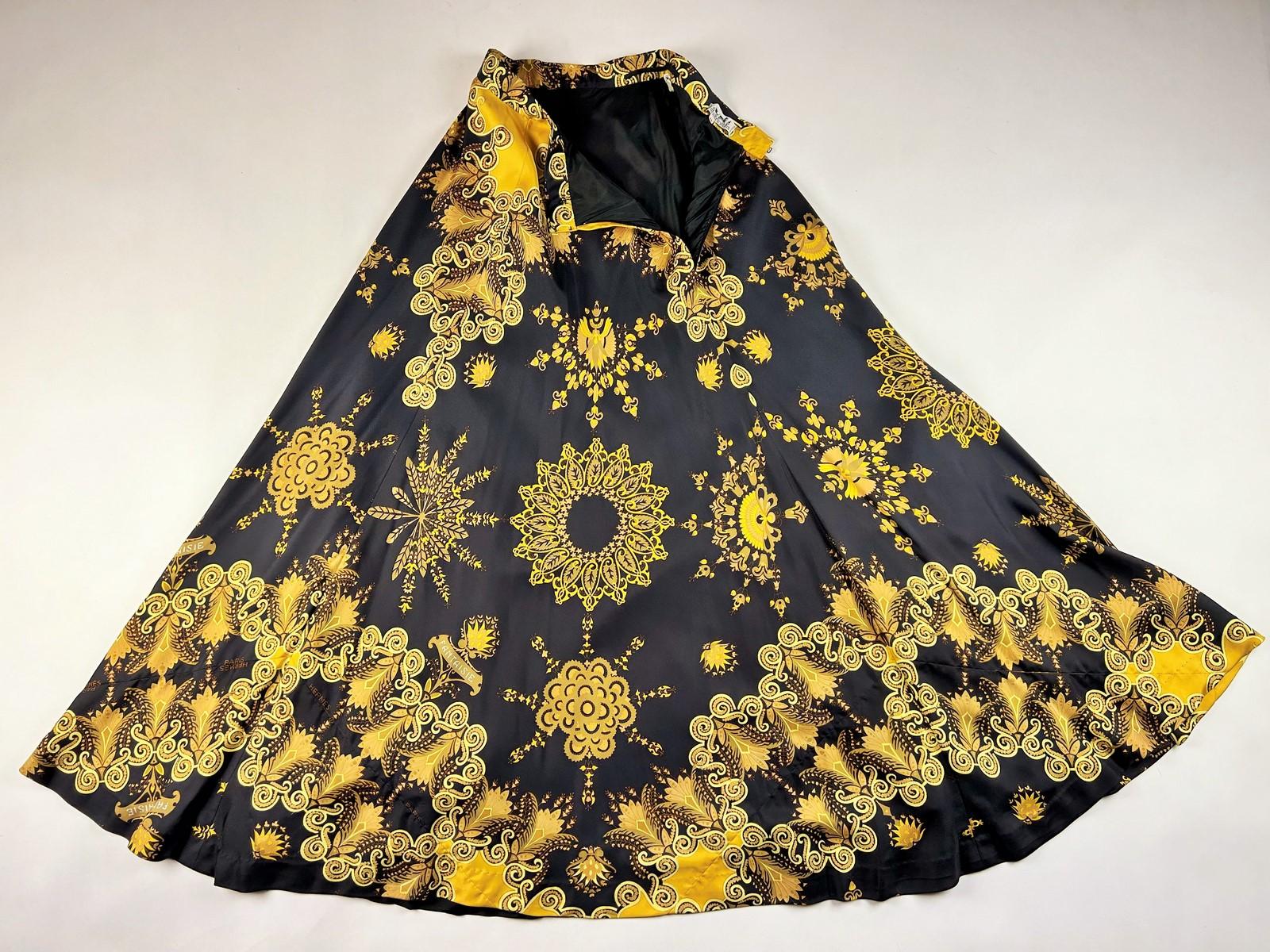Long silk skirt by Hermès, named fantaisie design by Henri d'Origny Circa 1998 For Sale 8