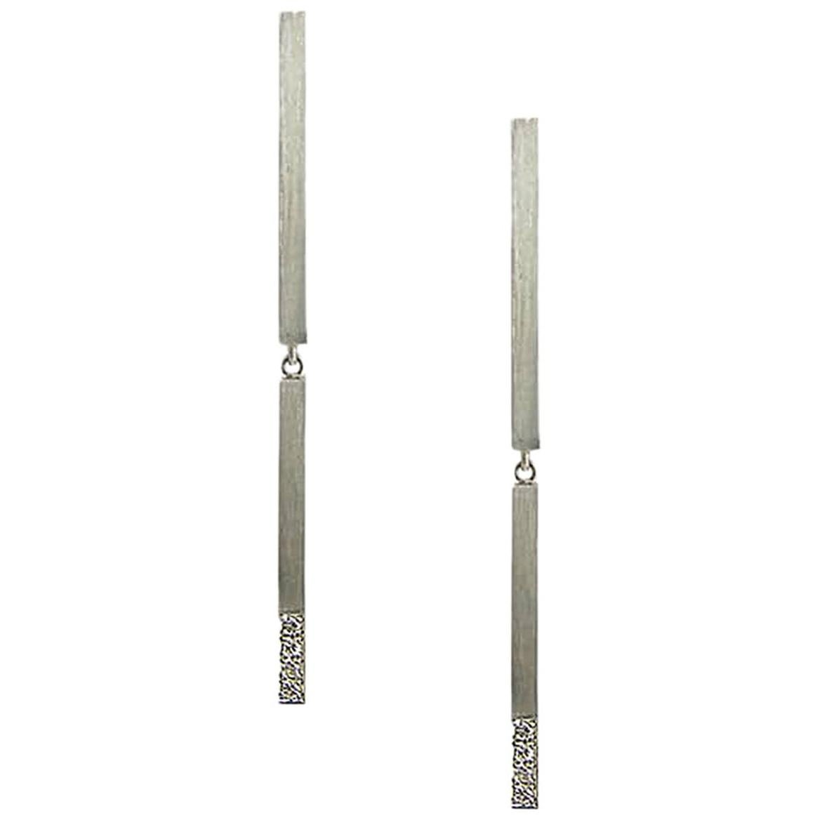 AGMES Sterling Silver Long Drop Sculptural Organic Earrings at 1stDibs