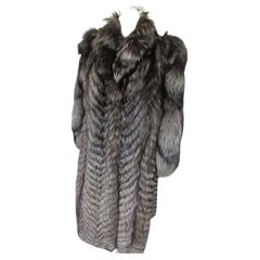Vintage Long Silver Fox Fur Coat 