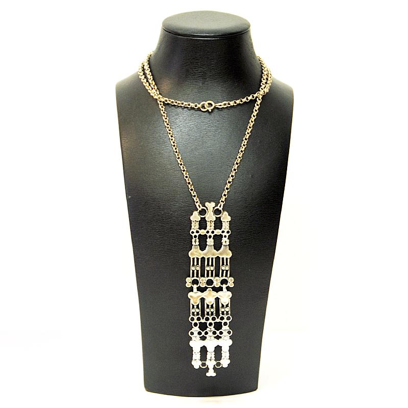 Long Silver Necklace by Marianne Berg for Uni David-Andersen, Norway, 1960s In Good Condition For Sale In Stockholm, SE