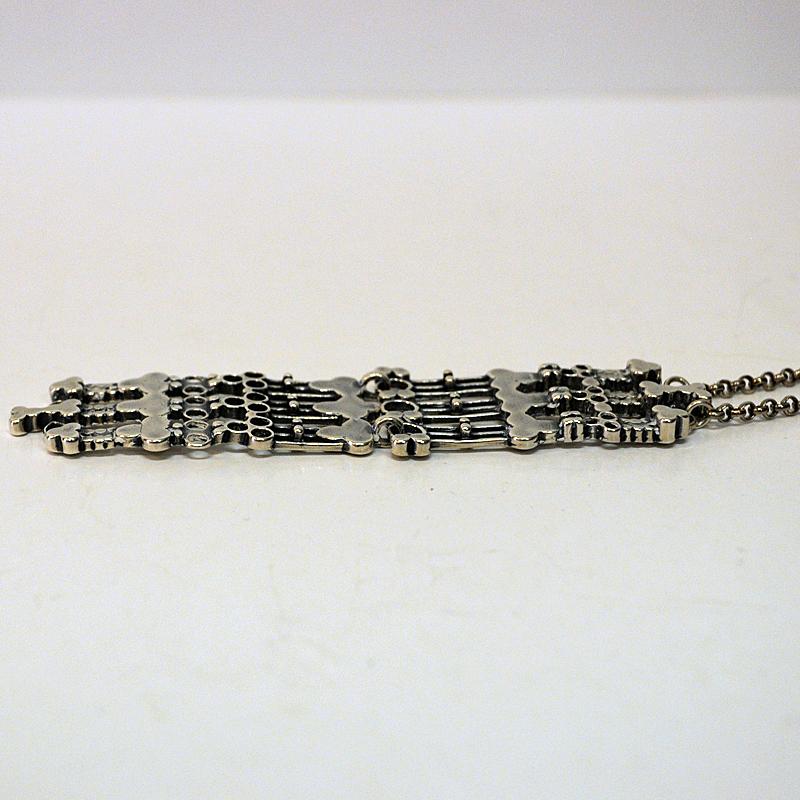 Mid-20th Century Long Silver Necklace by Marianne Berg for Uni David-Andersen, Norway, 1960s For Sale
