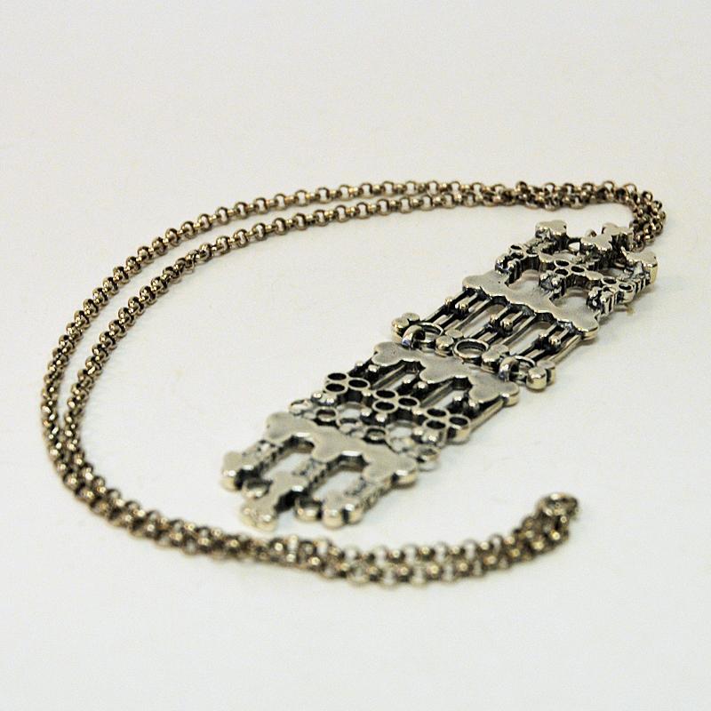 Long Silver Necklace by Marianne Berg for Uni David-Andersen, Norway, 1960s For Sale 1