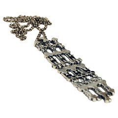 Retro Long Silver Necklace by Marianne Berg for Uni David-Andersen, Norway, 1960s
