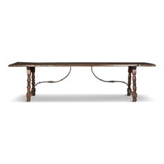 Long Single-Board Top Walnut Italian Console Table